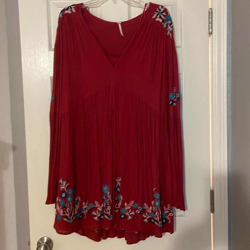 Red Boho Free People Mini Dress!